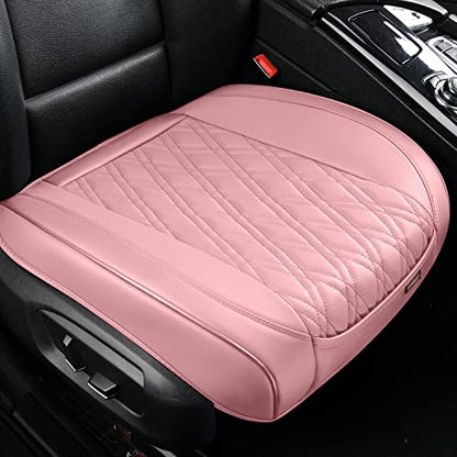 TIEHESYT Pink Car Seat Covers, 1PCS Automotive Faux Leather Seat Covers Front Bottom Protector, Universal Full Wrapping Edge Fit Most Seats of Cars, SUVs, Sedans and Pickup Trucks - color: Pink Diamond, size: 1 PCS