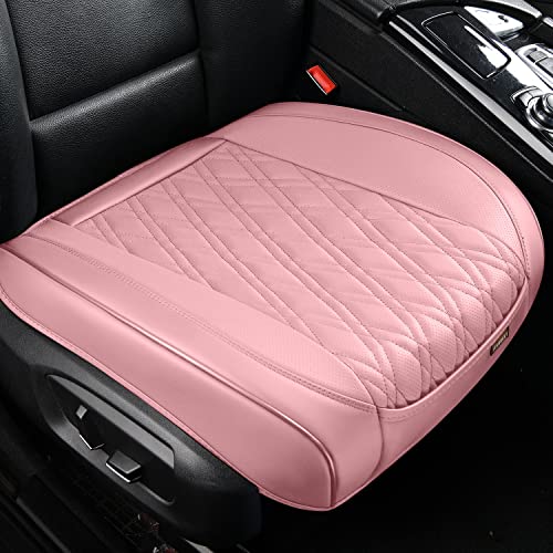 TIEHESYT Pink Car Seat Covers, 1PCS Automotive Faux Leather Seat Covers Front Bottom Protector, Universal Full Wrapping Edge Fit Most Seats of Cars, SUVs, Sedans and Pickup Trucks - color: Pink Diamond, size: 1 PCS