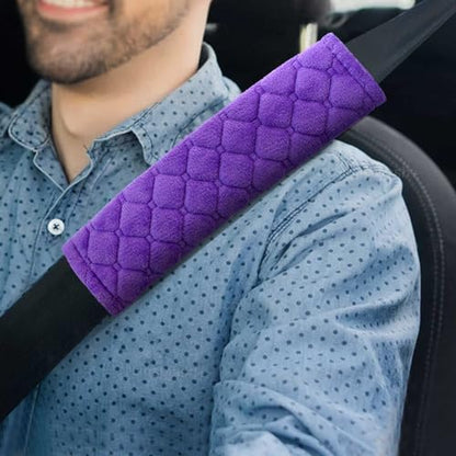 Yumikoo Plush Seat Belt Pads - Set of 2 Cozy & Soft Car Seat Belt Cushions for Comfortable Travel - Perfect for Road Trips and Airplane Rides (Purple) - color: purple