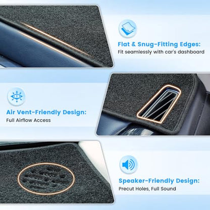 KUST Black Dash Cover Compatible with Toyota Avalon 2005-2010 Dashboard Cover Accessories for Avalon Non-Slip Polyester Dashboard Mat Custom Fit Center Console Sunshield Protector No Glare - size: Avalon 05-10(black)