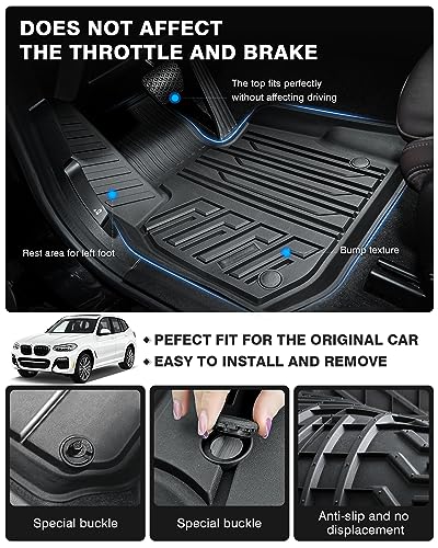 Powerty Floor Mats for 2018-2024 BMW X3 / 2019-2024 BMW X4, Custom Fit for X3 X4 Accessories, 3D TPE All Weather Car Mats Heavy-Duty Floor Liners (Fit All Models) - size: 1)BMW X3｜18-24 /BMW X4｜19-24 ｜1st & 2nd Row