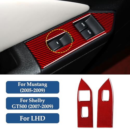 Car Window Lift Switch Sticker Carbon Fiber Decal Cover for Ford Mustang GT Shelby 2005 2006 2007 2008 2009 S197 Accessories - color: Window Lift Switch
