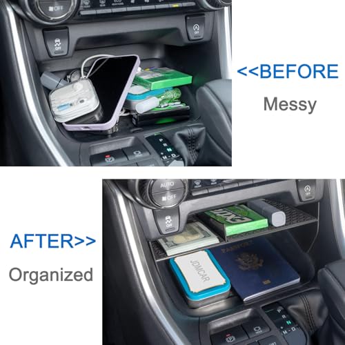 JDMCAR Center Console Organizer Compatible with Toyota RAV4 2019-2025 and 2021-2025 RAV-4 Prime, ABS Material Insert Tray Gear Shift Secondary Storage Box