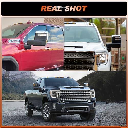 Sliver Tow Mirror Cover Caps Compatible with Chevrolet(Chevy) Silverado 2020 2021 2022 2023 GMC Sierra 2500HD 3500HD Chrome Lower+Upper Clip-On Mirror Cover Replace 84468911 84468905 - size: Fit for Chevrolet Silverado 2020-2023