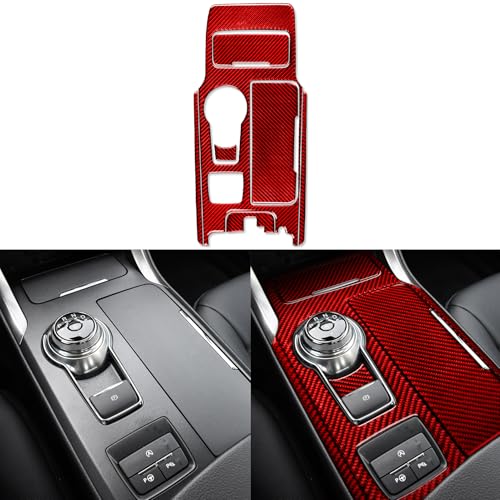 Real 3K Red Carbon Fiber Car Center Console Automatic Gear Shift Transmission Control Panel Decoration Trim Sticker Auto Interior Accessories Compatible with Ford Mondeo/Fusion 2017 2018 2019 - color: Red-gear Shift Panel
