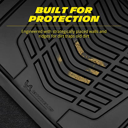 Michelin All-Weather Car Floor Mats Heavy Duty Floor Mats Protection, 4 pcs, Smart Trim Tailor Fit, Clint Back, Secure GripClip, Full Coverage Odorless Non-Slip Car Floor Mats – FL1018 Gray