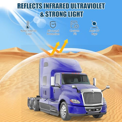Side Window Sun Shade for International Lonestar LT MV Series 2018-2026, Custom Fit 210T Reflective Sunshade for Semi Truck, 6-Layer Heat Insulation Privacy Protector,2PCS - size: International Lonestar / LT / MV Series 2018-2026