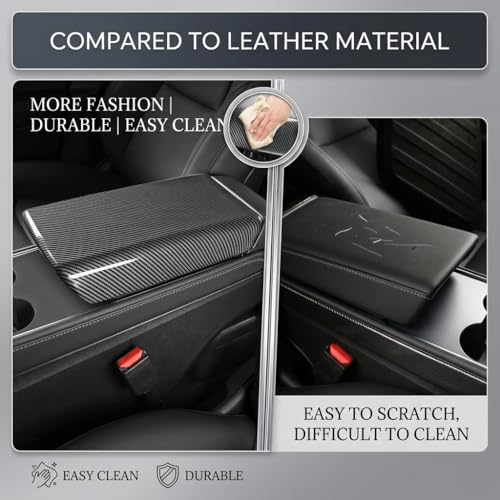 Tesla Model 3 / Y Arm Rest & Center Console Cover, Design for 2024-2026 Model 3 Refresh Highland & 2025 2026 Model Y Juniper, ABS Material Scratch Resistan (Gloss Carbon Fiber Pattern) - color: Gloss Carbon Fiber Pattern, size: M3 Highland & MY Juniper