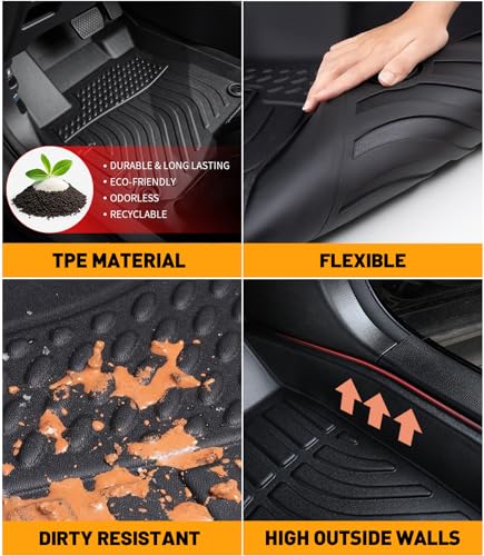 Car Floor Mats Replacement for Chevrolet Chevy Equinox 2012-2017 & GMC Terrain 2012-2017 Heavy Duty TPE Liner Custom Fit All Weather Waterproof Protection Coverage Full Set Black Carpets - size: Floor Mats for Equinox & Terrain 2012-2017