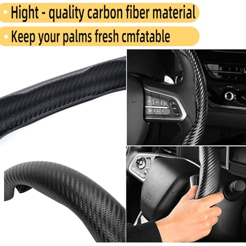 Steering Wheel Cover, Car Carbon Fiber Steering Wheel Cover, Wheel Cover for Men/Women, Universal Fit for 99% Car Steering Wheel,Steering Wheel Accessories (Carbon Fiber-Black) - color: Carbon Fiber-Black