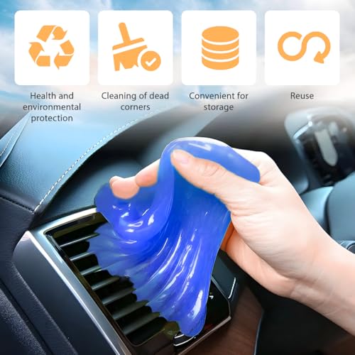 Car Cleaning Gel, Reusable Vehicle Air Vent Crevice Detailing Putty, Automotive Interior Detail Slime Cleaner Removal Tool Kit Accessories, Universal for SUV, Sedan, Truck (Blue) - color: Blue