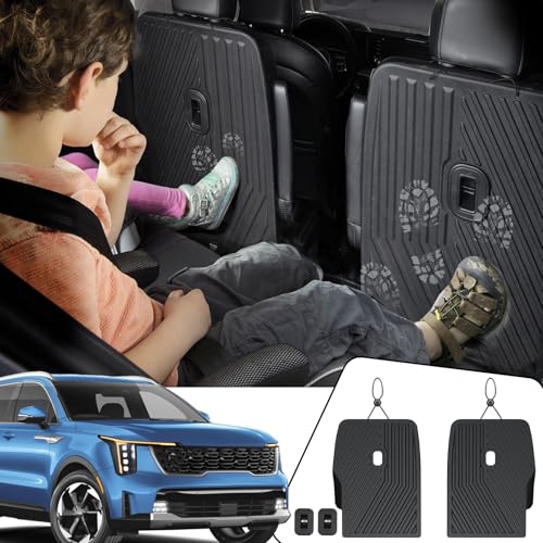 Backrest Mats Kick Mats for 2021-2024 2025 2026 Kia Sorento 6 Seats Captain Chairs Car Mat Accessories, All Weather TPE Seat Back Cover Protector(2nd Row Kick Mats 6 Seats) - style: 6 Seats 2nd Row Kick Mats