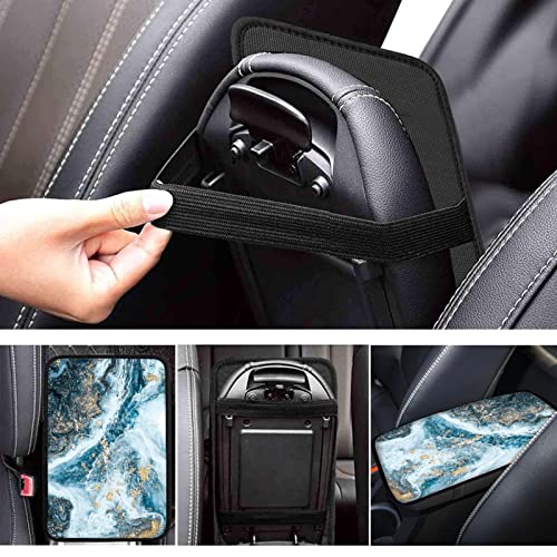 Dreaweet Blue Marble Print Armrest Cover for Car Truck,Soft Comfortable Car Center Armrest Cover Universal Center Console Cover Replacement - color: Blue Marble Print