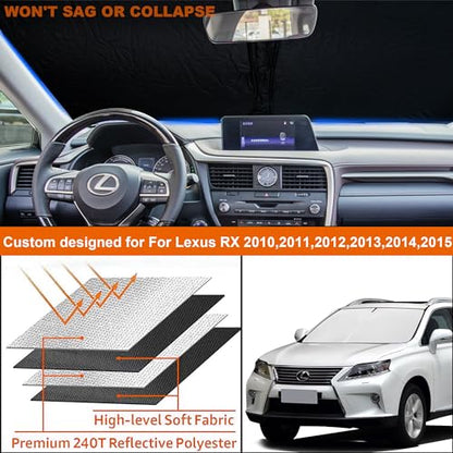 2026 Upgrade Front Windshield Sunshade fit for Lexus RX 2010-2015 Reflector Foldable Car Shade Automotive Windshield Sunshades for Lexus RX Windshield Sun Shade |Keeps Your Vehicle Cool| - size: Fit for Lexus RX 2010-2015