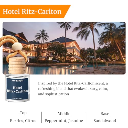 Car Air Fresheners, Hanging Car Fragrance Diffuser, Aromtopia Elegant Hotel-Inspired Scent, Car Odor Eliminator, Long-Lasting, Car Accessories Gift for Women & Men Gift (Hotel Ritz-Carlton), Pack of 2