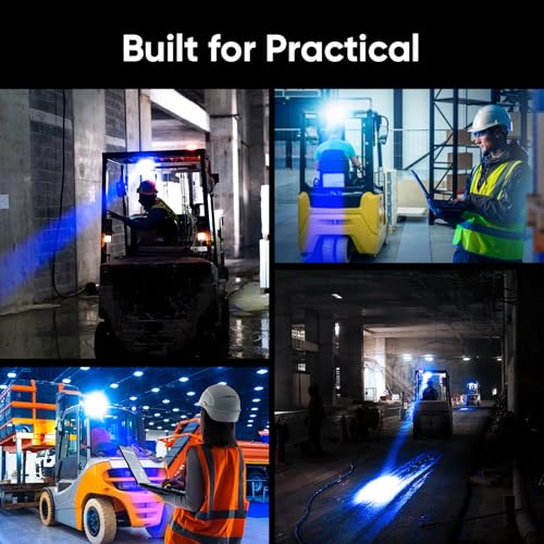 Forklift Safety Light - Blue LED 20W, 50,000-Hour Lifespan,IP68 Waterproof,DC 12-80V,Aluminum Housing - Industrial Forklift Warning Light for Warehouse & Construction Safety,Pedestrian Warning - style: Non-Magnetic