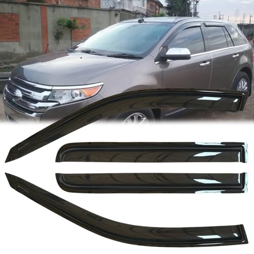 4pcs Original Shatterproof Outside Mount Style Rain Guard Durable Side Window Wind Deflectors Dark Smoke Vent Window Visors Compatible with 2007-2014 Edge 2007-2015 Lincoln MKX 94141 - size: for 2007-2015 Edge