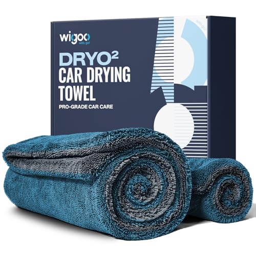 Wigoo Premium Microfiber Car Drying Towel 1300GSM, 2-Size Set[36"×24"+16"×16" Ultra-Absorbent, No Streaks & Scratches] Dual-Sided Edgeless Wash Towels with Twisted Loop, for Cars Detailing, SUV, Truck - color: 2 Sizes Blue Set