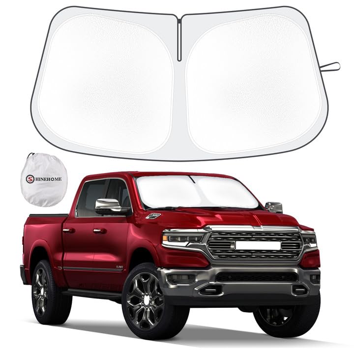 Car Sun Shade for 2019-2024 2025 2026 Dodge Ram 1500 Windshield Sun Shade, Sun Visor Windshield Screen Cover for Ram Front Window Sunshade Foldable Auto Interior Accessories UV Block to Keep Cool - size: For 2019-2026 Dodge Ram 1500