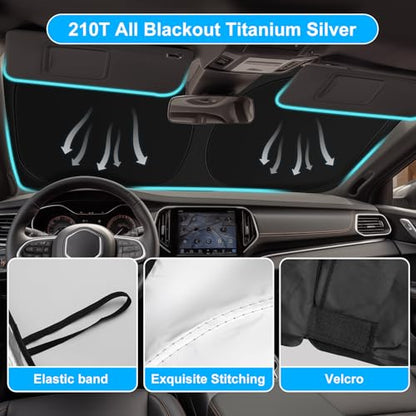 Car Windshield Sun Shade for 2014-2025 2026 Jeep Cherokee Sun Shade for Trailhawk Overland Limited Latitude Altitude Accessories Front Window Sunshade Sun Visor Windshield Cover UV Block - size: For 2014-2026 Jeep Cherokee