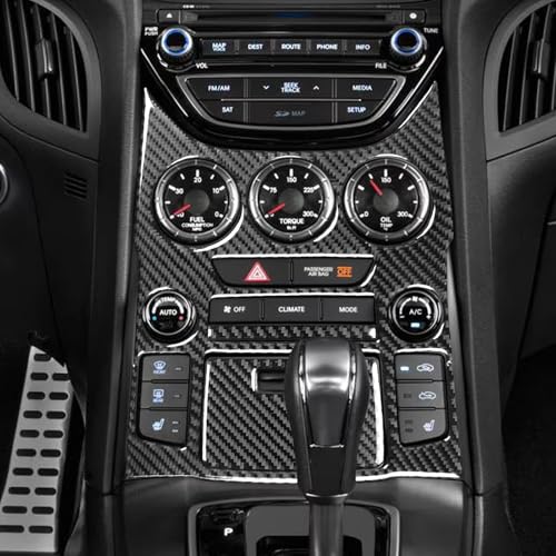Real Carbon Fiber Trim Stickers Center Console Cover Decals Compatible with Hyundai Genesis Coupe 2013 2014 2015 2016 Car Interior Accessories - color: Center Console Set