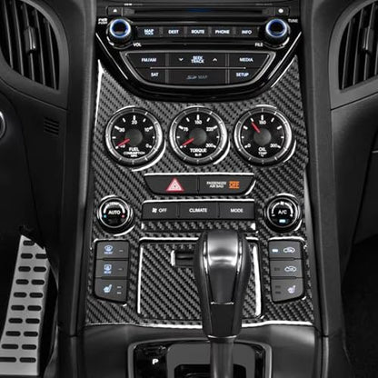 Real Carbon Fiber Trim Stickers Center Console Cover Decals Compatible with Hyundai Genesis Coupe 2013 2014 2015 2016 Car Interior Accessories - color: Center Console Set