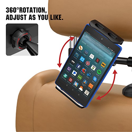 MoKo Headrest Phone/Tablet Car Mount, Adjustable Tablet Holder for 4-12.9" Devices, Fit with iPhone 17/17 Air/17 Pro/17 Pro Max, iPhone 16/Pro/Pro Max/Plus, iPhone 15/Pro/Plus,iPad Air 4/Mini 6,Black - color: Black