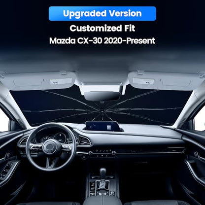 Windshield Sun Shade Umbrella Custom Fit for Mazda CX-30 2020-2025 Foldable UV Protection Car Cover, Emergency Rain Shield & Dashboard Protector - Durable Auto Accessory - size: For Mazda CX-30 2020-2025