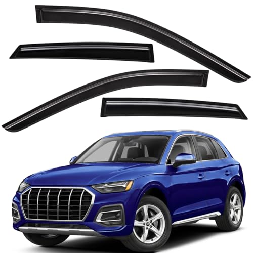 Lightronic Extra Durable Outside-Mount Auto Vent Window Visors, Fits 2018-2025 Audi Q5, UV Protection Rain Guards, Original Wind Deflectors, Smoke, 4-Pcs