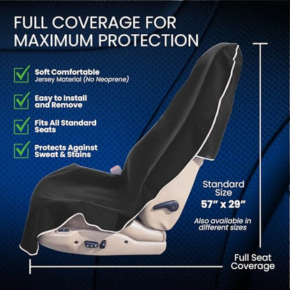 Dri Seats Waterproof Car Seat Cover – Premium Sweat Towel with Slip Resistant Backing for Front Seats in Cars, Trucks, SUVs – Universal Seat Covers & Liner, Easy Install (Black, Large) - color: Black, size: Large