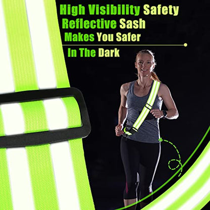 Saintrygo Reflective Sash for Walking at Night Running Gear Safety Reflective High Visibility Jacket Adjustable Sash for Walking Cycling at Night - color: Fluorescent Green