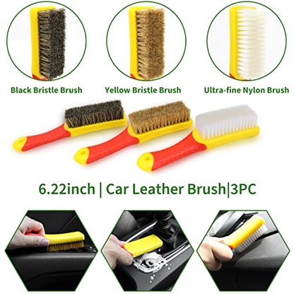 18Pcs Car Detailing Kit, Interior Car Cleaning Kit, Leather & Textile Car Interior Brush, Car Detailing Brush Set with Windshield Cleaning Tool Complete Car Interior Care Kit