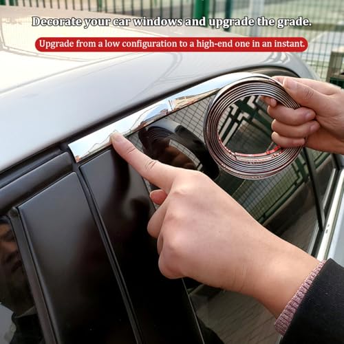 16FT Car Trim Strip, 8mm Scratch-Proof Self-Adhesive Vehicle Exterior and Interior Molding Trim, Automotive Body Side Decorative Strip, Universal for SUV Automobile Truck - size: 8mm