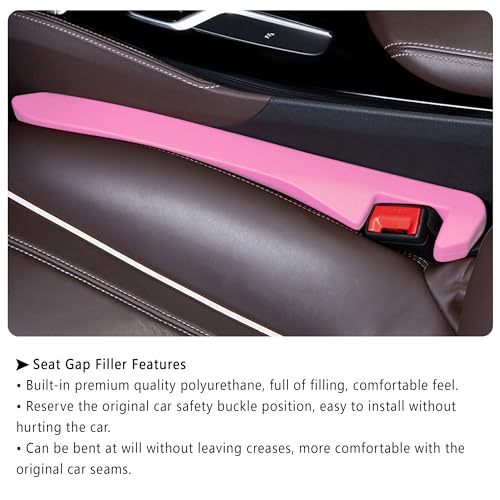 Junecarp Car Seat Gap Filler 2 Pack,Car Gap Filler Organizer to Impede Items from Dropping,Essential Interior Car Accessories Seat Gap Plug (Pink) - color: Pink/2pcs
