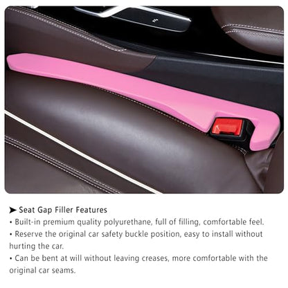 Junecarp Car Seat Gap Filler 2 Pack,Car Gap Filler Organizer to Impede Items from Dropping,Essential Interior Car Accessories Seat Gap Plug (Pink) - color: Pink/2pcs