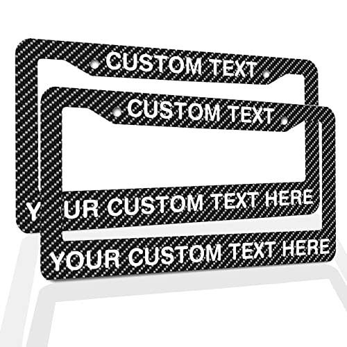 Any Text License Frames - Your Custom Message Plate Frame Custom Personalized Name Monogram Logo License Plate Frame Custom Funny License Plate Holder - Carbon Fiber Pattern - color: Carbon Fiber Pattern, size: Two frames