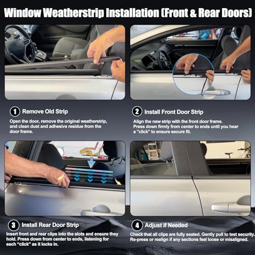 Window Molding Trim Seal for Honda Civic 2006-2011 Accessories, Outer Door Black Rubber Weather Stripping Belt, Replacement 72450-SNA-A01 (4PCS) - size: 2006-2011 Honda Civic