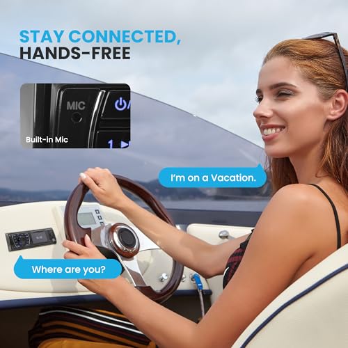 Pyle Bluetooth Marine Receiver Stereo - 12v Single DIN Style Boat In dash Radio Receiver System with Digital LCD, RCA, MP3, USB, SD, AM FM Radio - Remote Control, Wiring Harness - PLRMR27BTB (Black) - size: 300w