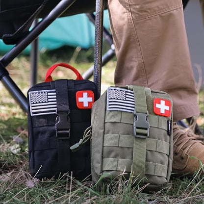 EVERLIT Emergency Trauma Kit, CAT GEN-7 Tourniquet 36" Splint, Military Combat Tactical IFAK for First Aid Response, Critical Wounds, Severe Bleeding Control (Black) - color: Black