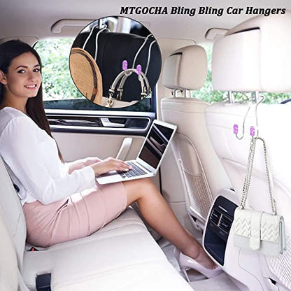 Car Headrest Hooks Car Purse Hook(2 Pack),Bling Car Bag Hooks, Car Hook for Purses and Bags Cute Metal Car Purse Holder Hook, Bling Car Accessories for Women, Light Purple - color: Purple