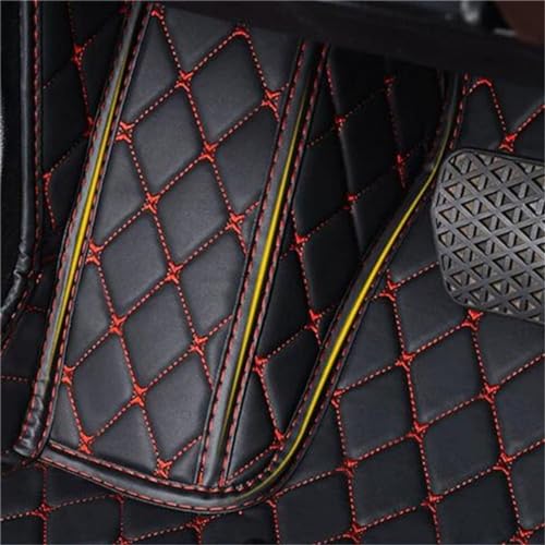 Custom Car Mats All Weather Fit Automotive Floor Mats PU Leather Protector Mat for Most Sedan, SUV, Truck (Black Red) - color: Black Red