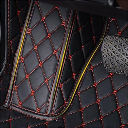 Custom Car Mats All Weather Fit Automotive Floor Mats PU Leather Protector Mat for Most Sedan, SUV, Truck (Black Red) - color: Black Red