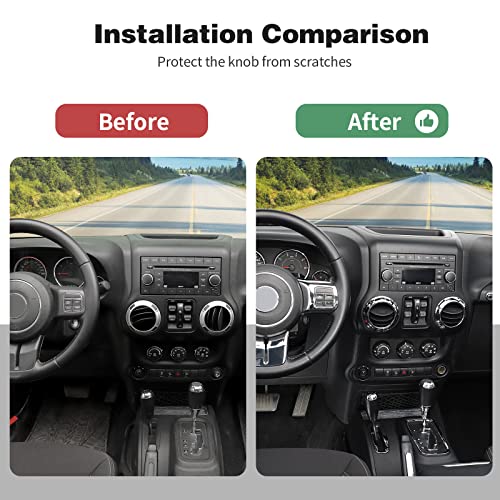 CheroCar 18PCS Interior Trim Kit for Jeep Wrangler JK JKU 2011-2018 4 Door,Steering Button Frame, Air Conditioning Vent Trim Cup Holder Cover,Gear Shift Knobs Frame,Chrome - color: Chrome