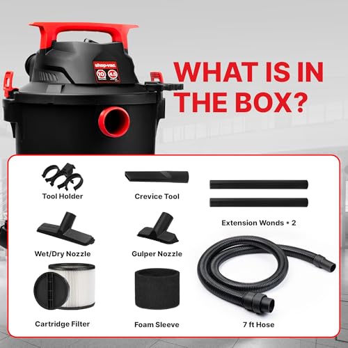 Shop-Vac 5430115 Wet/Dry Vacuum, 10 Gallon, 4.5 Peak HP, 1-7/8 Inch Diameter x 7 Foot Hose, 15 Foot Cord, Ideal for Jobsite, Garage, Workshop & Home