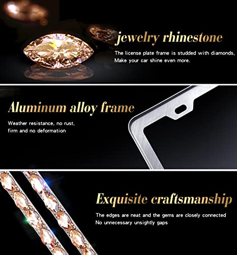 Sparkly License Plate Frame for Women,Bling License Plate Holder，Stainless Steel Rhinestone Diamond License Plate Frames，Glitter License Plate(1pack) - color: gold