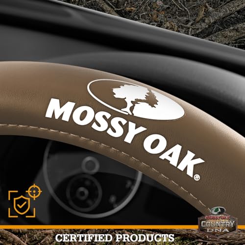 Mossy Oak Camo Steering Wheel Cover, Durable Grip Car Steering Cover, Universal Fit 14.5"–15.5" - Made with Premium Beige PVC Leather and Cotton Fabric, Anti-Slip - Official Licensed Product - color: Beige