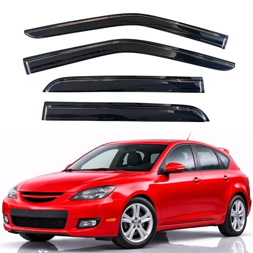 KPY Rain Guards Fit for 2004-2009 Mazda 3 Hatchback, Out-Channel Window Visors Vent Wind Deflectors 4PC, Car Accessories for 04-09 Mazda 3 Hatchback (Excludes Sedan) - size: 2004-2009 Mazda 3 Hatchback