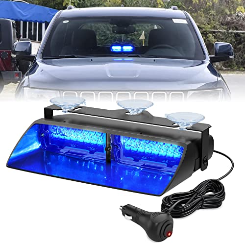 Nilight Blue Emergency Strobe Lights Windshield Hazard Warning Safety Flash with Suction Cups Super Bright LED Strobe Light for Police Enforcement Firefighters Vehicle Truck - color: Blue