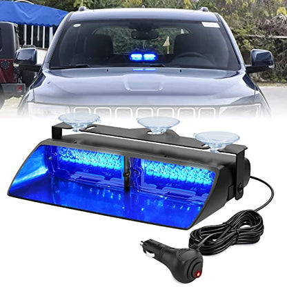 Nilight Blue Emergency Strobe Lights Windshield Hazard Warning Safety Flash with Suction Cups Super Bright LED Strobe Light for Police Enforcement Firefighters Vehicle Truck - color: Blue