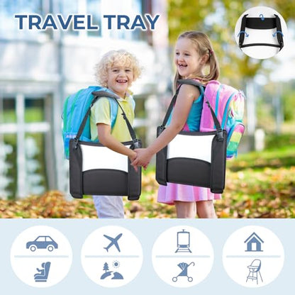 COOLBEBE Kids Travel Tray for Toddler Car Seat, Travel Tray for Airplane, Toddler Car Seat Lap Tray, Carseat Table Tray for Kids Travel Activities (Black -2PCS) - color: Black -2PCS